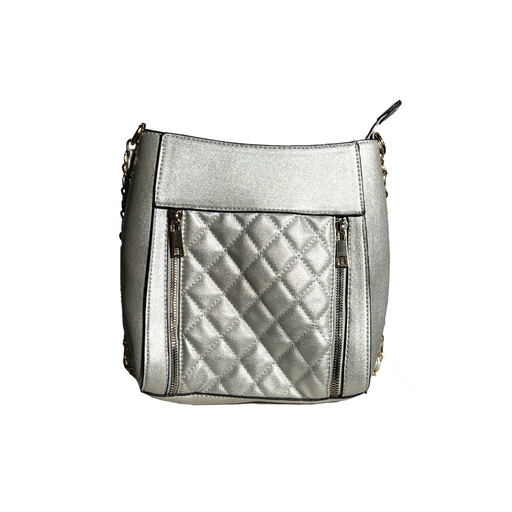 Silver Crossbody Mid Bag
